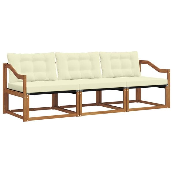 vidaXL Zestaw sof na zewnątrz z poduszką 3 pcs Naturalny i Kremowy