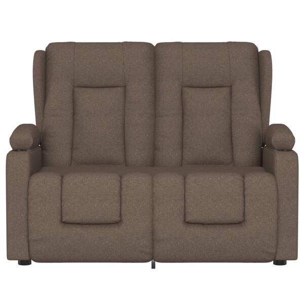 vidaXL Rozkładany fotel masujący z uchwytem, 2-os., taupe, tkanina