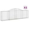 vidaXL Kosze gabionowe, 3 szt., 300x30x80/100 cm, galwanizowane żelazo