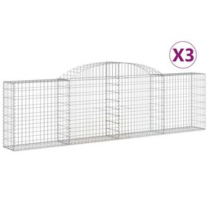 vidaXL Kosze gabionowe, 3 szt., 300x30x80/100 cm, galwanizowane żelazo