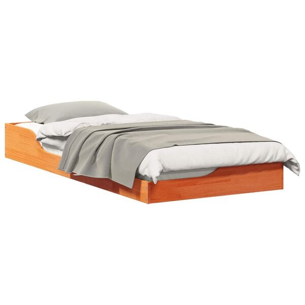 vidaXL Ramka ł&oacute;żka Woskowy Brąz 100 x 200 cm Lite drewno sosnowe