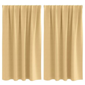 vidaXL Firany blackout z k&oacute;łkami 2 pcs Beżowy 140 x 140 cm Poliester
