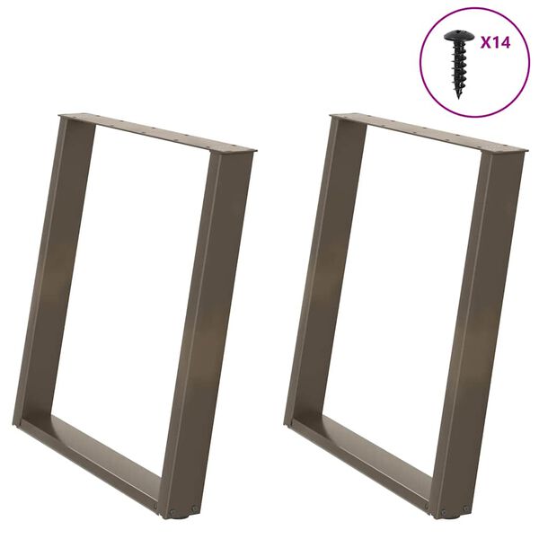 vidaXL Nogi do stołu jadalnego w kształcie litery U 2 szt. Naturalna stal 80x(72-73) cm Stal
