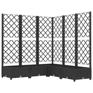 vidaXL Donica ogrodowa z kratką, czarna, 120x120x121,5 cm, PP