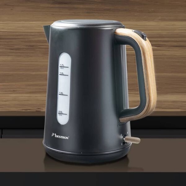 Bestron Bezprzewodowy czajnik elektryczny AWK2200BW, 1,7 L, czarny