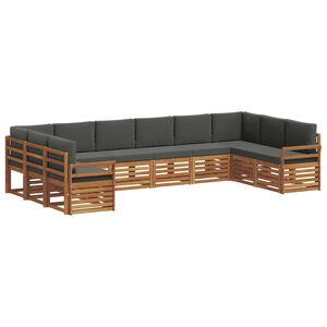 vidaXL Zestaw sofy narożnej z poduszką 10 pcs Naturalny i Antracytowy