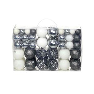 vidaXL Zestaw bombek, 100 element&oacute;w, 3/4/6 cm, biały/szary