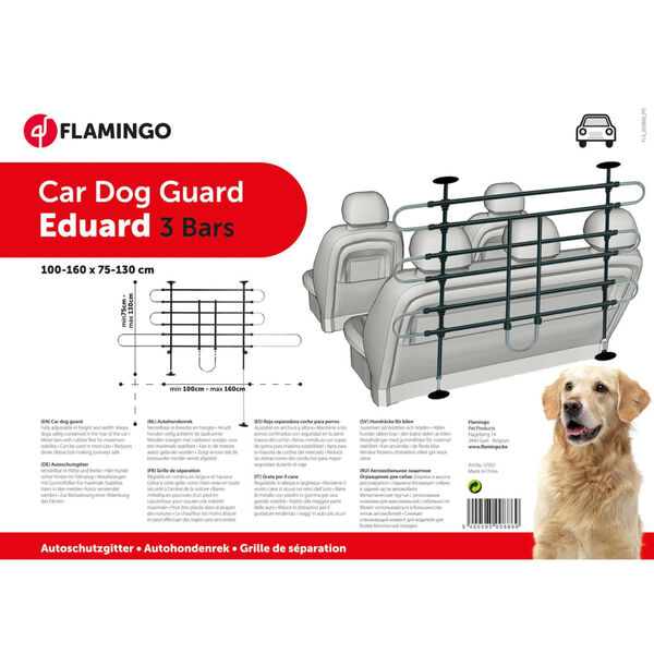 FLAMINGO Przegroda dla psa do samochodu Tara, 3 drążki, 2 ustawienia