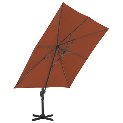 vidaXL Wiszący parasol na słupku aluminiowym, terakotowy, 400x300 cm