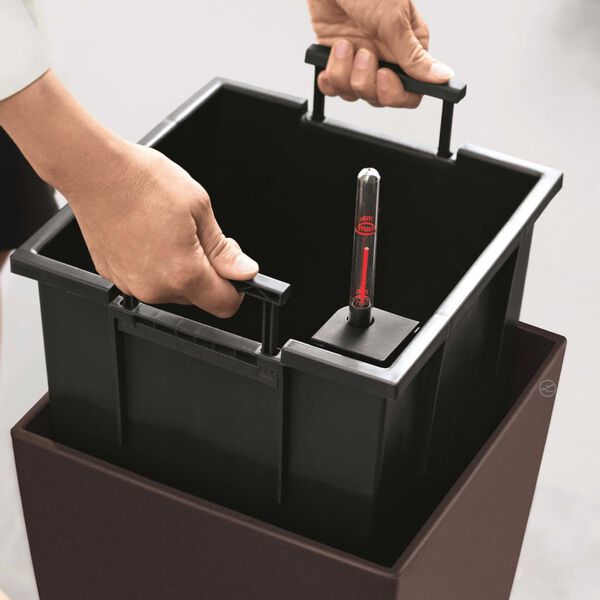 LECHUZA Donica Cubico 40 ALL-IN-ONE, taupe, wysoki połysk, 18215