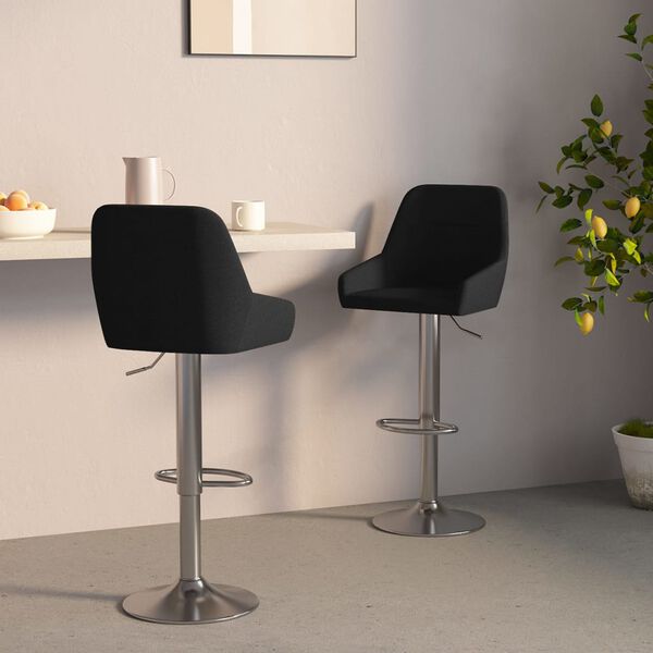 vidaXL Stołki barowe, 2 szt., czarne, tapicerowane tkaniną