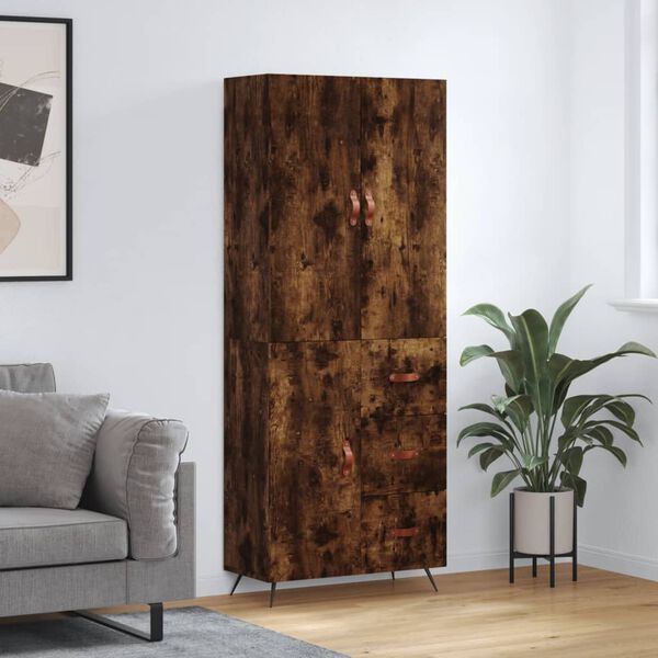 vidaXL Witrynka przydymiony dąb 69,5x34x180 cm materiał drewnopochodny