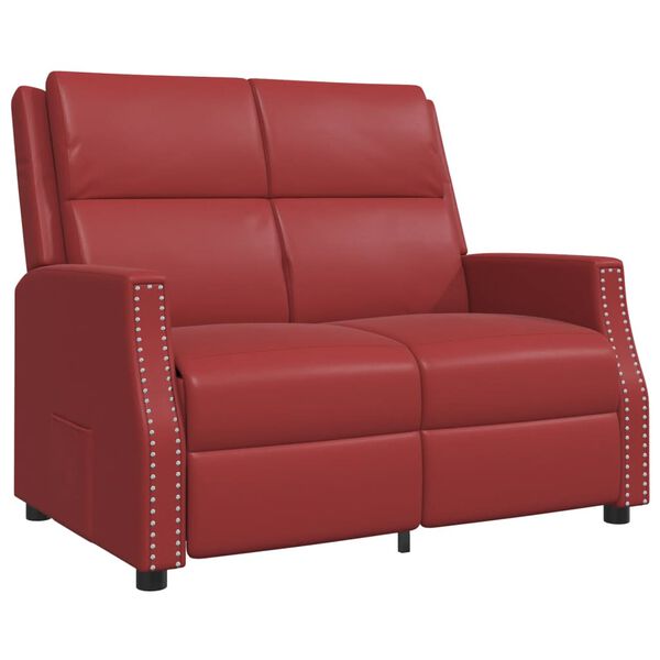 vidaXL 2-osobowa sofa, rozkładana, winna czerwień, sztuczna sk&oacute;ra