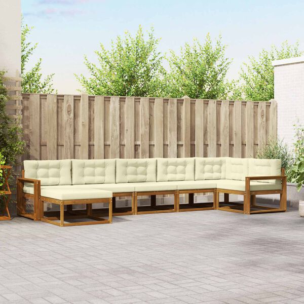 vidaXL Zestaw sof na zewnątrz z poduszką 7 pcs Naturalny i Kremowy