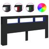 vidaXL Wezgłowie ł&oacute;żka z LED, czarne, 220x18,5x103,5 cm