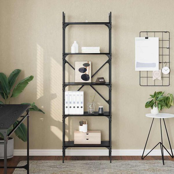 vidaXL P&oacute;łka na książki Czarny Dąb 56 x 32 x 174 cm