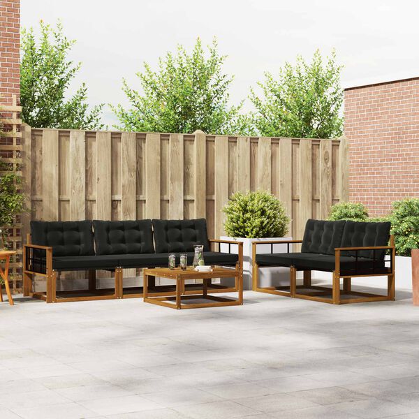 vidaXL Zestaw sof na zewnątrz z poduszką 6 pcs Naturalny i czarny