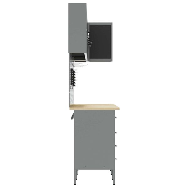 vidaXL Zestaw szafek roboczych z szufladą 12 pcs Czarny i szary