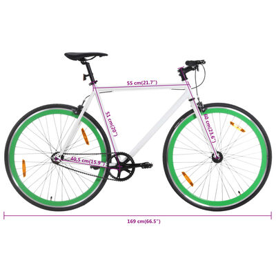 vidaXL Rower single speed, biało-zielony, 700c, 51 cm