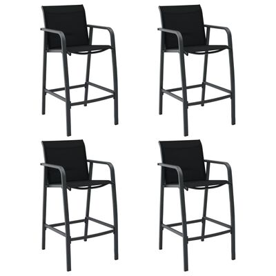 vidaXL Ogrodowe krzesła barowe, 4 szt., czarne, tworzywo textilene