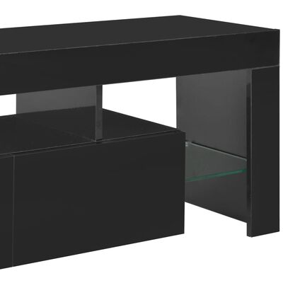 vidaXL Szafka pod TV ze światłem LED, błyszcząca, czarna, 130x35x45cm