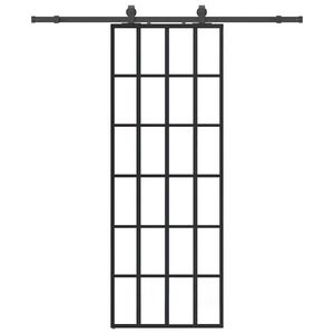 vidaXL Drzwi przesuwne z zestawem okuć czarne 76x205 cm ESG szkło