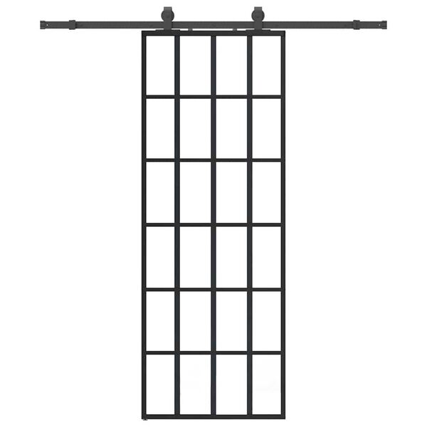 vidaXL Drzwi przesuwne z zestawem okuć czarne 76x205 cm ESG szkło