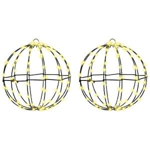 vidaXL Piłka z 192 diodami LED 2 pcs Ciepła biel 30 x 30 x 32 cm Metal