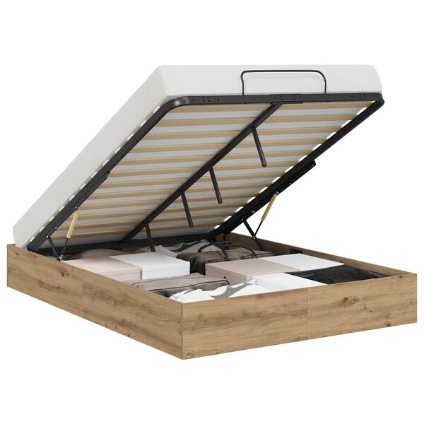 vidaXL Ł&oacute;żko otomanowe Dąb Rzemieślniczy 120 x 200 cm