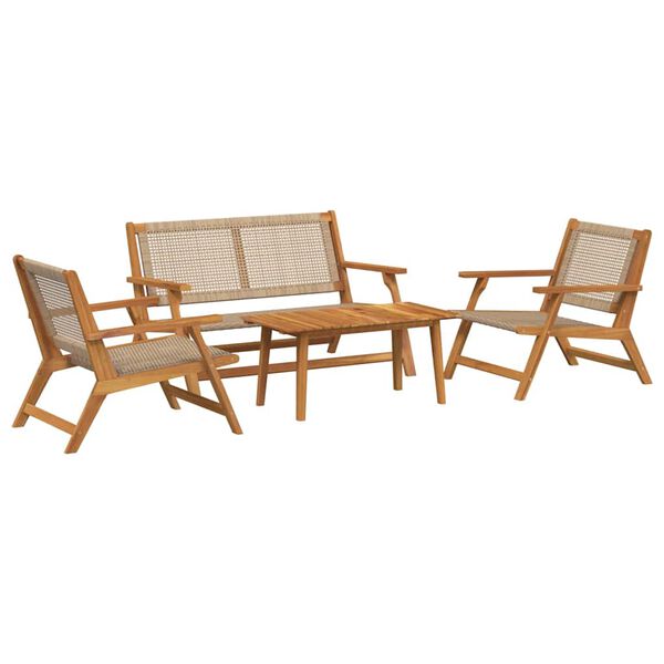 vidaXL Krzesła ogrodowe ze stołem 4 pcs Beżowy 90 x 45 x 40 cm