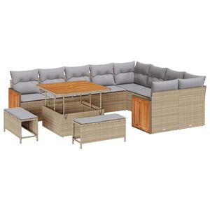 vidaXL Zestaw Sof na Ogr&oacute;d z poduszką 12 pcs Beżowy i jasnoszary