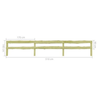 vidaXL Ogrodzenie 2-belkowe, impregnowane drewno sosnowe, 90x510cm
