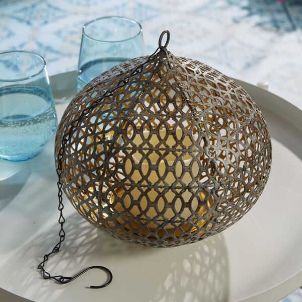 Luxform Orientalna lampa ogrodowa LED Edessa, rdzawe srebro