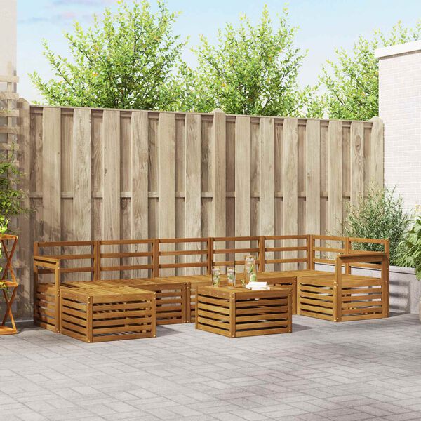 vidaXL Zestawy sof 8 pcs Naturalny Lite Drewno Akacji