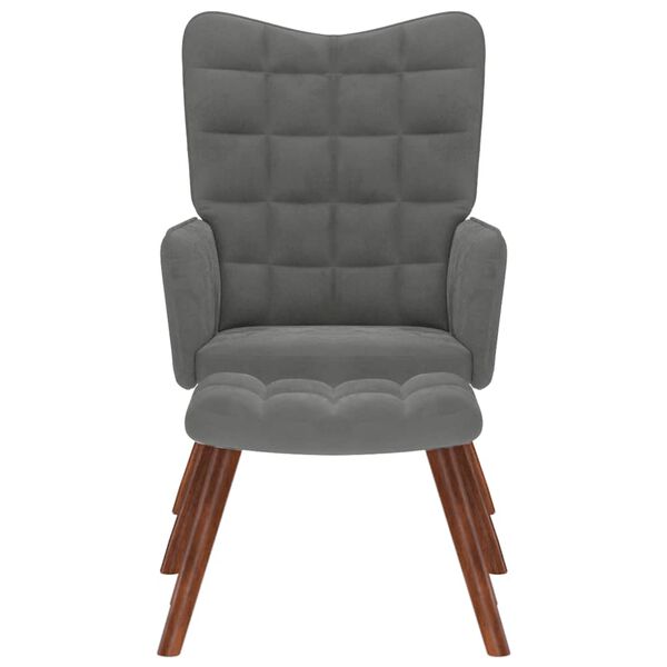 vidaXL Fotel relaksacyjny ze stołkiem, ciemnoszary aksamit