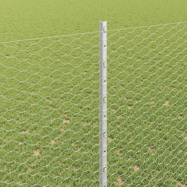 vidaXL Ogrodzenie z słupkiem Srebrny 1,5 x 100 m Stal