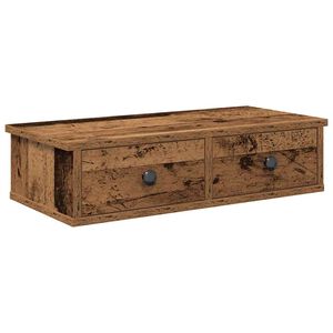 vidaXL P&oacute;łka ścienna z szufladami, stare drewno, 60x28x15 cm