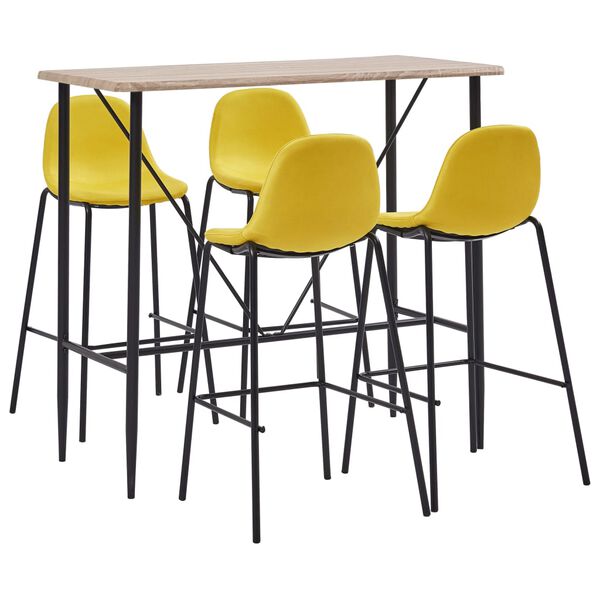 vidaXL 5-częściowy zestaw mebli barowych, tkanina, ż&oacute;łty