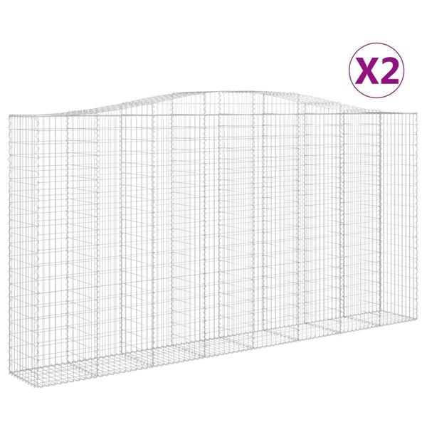vidaXL Kosze gabionowe, 2 szt, 400x50x200/220 cm, galwanizowane żelazo