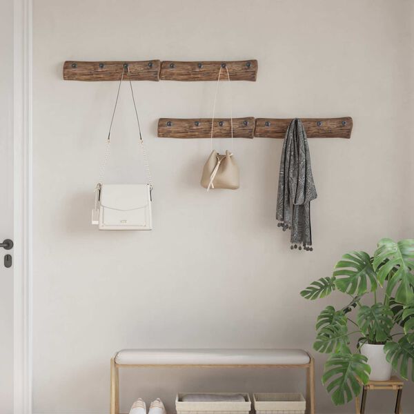 vidaXL Wieszak Brązowy 50 x 8 x 12 cm Lite Drewno Recyklingowe