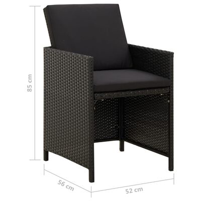 vidaXL Krzesła ogrodowe z poduszkami, 4 szt., polirattan, czarne