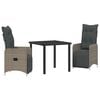 vidaXL Zestaw do jadalni w ogrodzie 3 pcs Szary polirattan