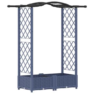 vidaXL Podniesione ł&oacute;żko z kratką i dachem Szary 124 x 40 x 123 cm PP