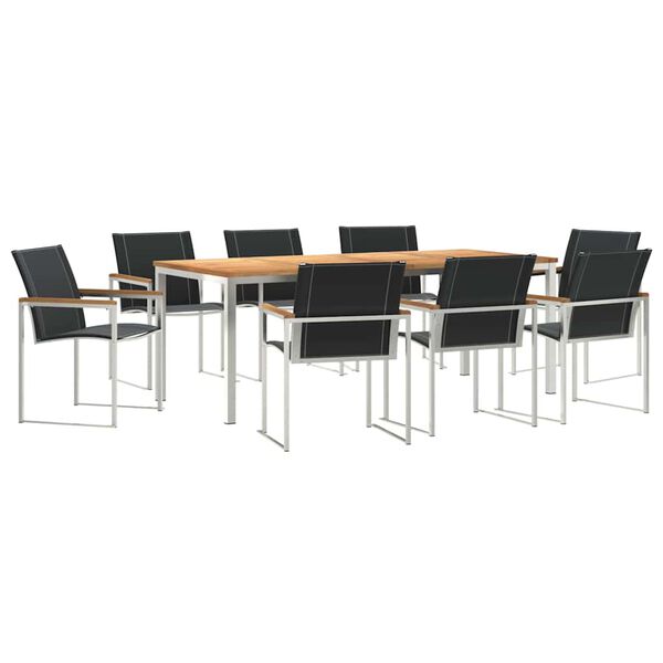 vidaXL Zestawdojedzeniawogrodzie 9 pcs DrewnoTekowe