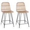 vidaXL Stołek barowy 2 szt. naturalny 44 x 54 x 96 cm Rattan i Stal