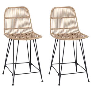 vidaXL Stołek barowy 2 szt. naturalny 44 x 54 x 96 cm Rattan i Stal