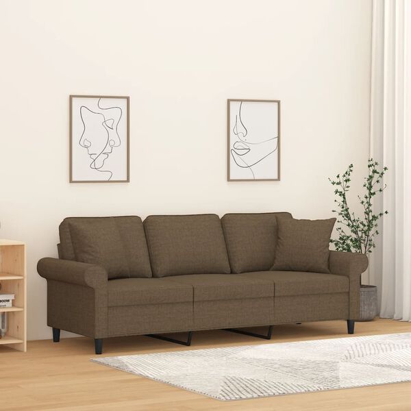 vidaXL 3-osobowa sofa wypoczynkowa z poduszkami, brązowa, 180 cm