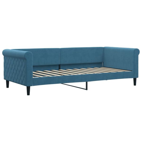vidaXL Sofa rozsuwana z szufladami, niebieska, 90x200 cm, aksamit