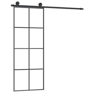 vidaXL Drzwi przesuwne z osprzętem, szkło ESG i aluminium, 76x205 cm