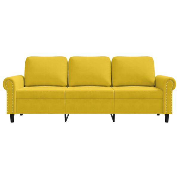 vidaXL Sofa 3-osobowa, ż&oacute;łty, 180 cm, tapicerowana aksamitem